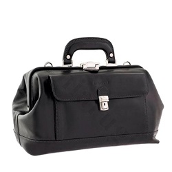 Women Doctor's Black Leather Bag - Biella